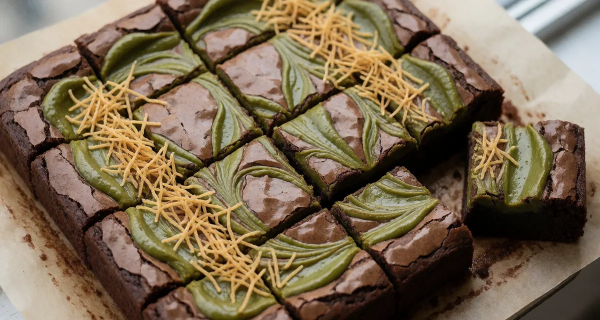 4-Ingredient Dubai Chocolate Brownies (No Flour, No Cocoa)